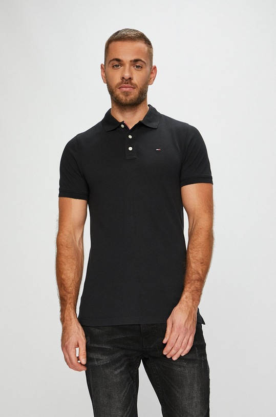 Tommy Jeans - Pánske polo tričko jednofarebný čierna DM0DM04266