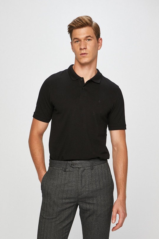 Jack & Jones - Pánske polo tričko jednofarebný čierna 12136516