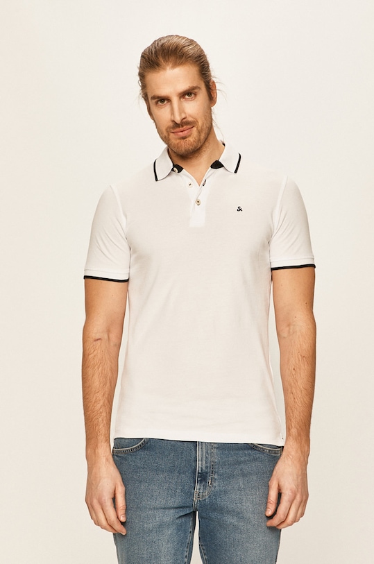 Polo tričko Jack & Jones jednofarebný biela 12136668