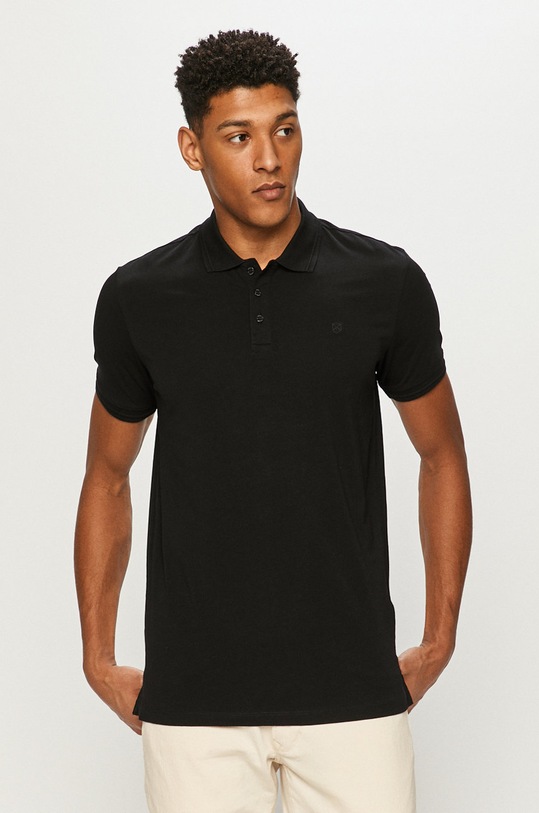 Premium by Jack&Jones - Тениска с яка стандартна черен 12184709