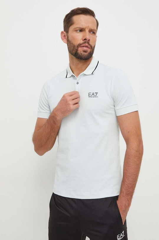 EA7 Emporio Armani polo z elastanem turkusowy 8NPF06.PJ04Z