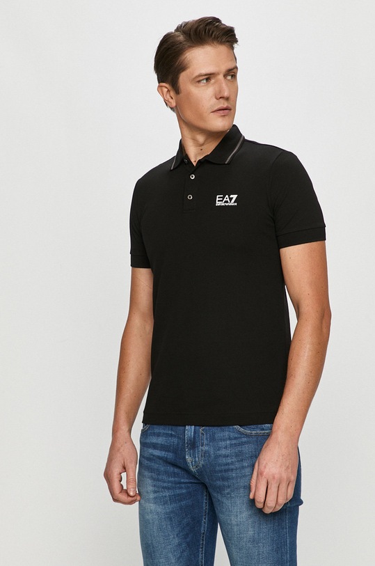 EA7 Emporio Armani - Polo tričko hladký černá 8NPF06.PJ04Z