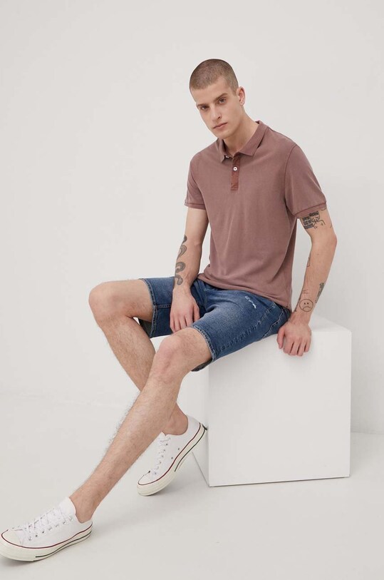 Bavlněné polo tričko Only & Sons hladký růžová 22021769.Burlwood
