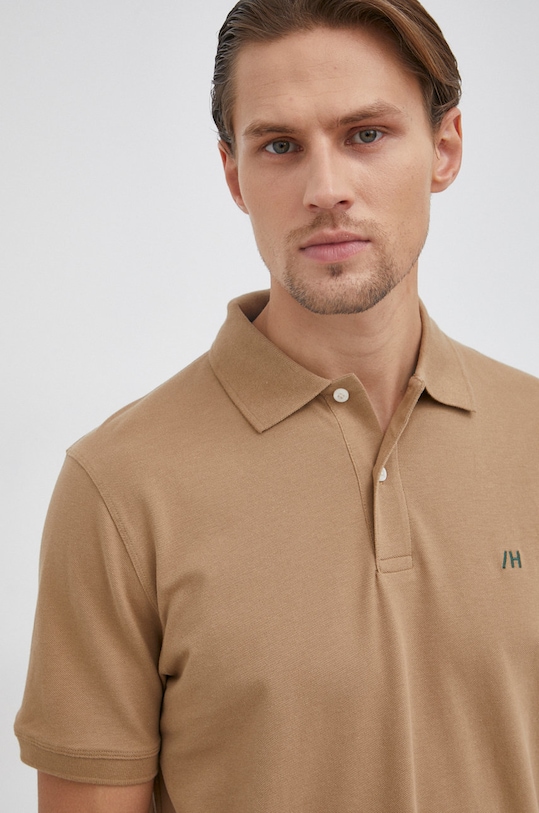 Selected Homme Polo brązowy 16082840.Kelp