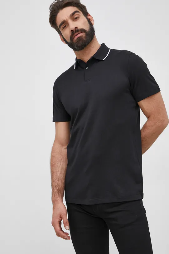 Selected Homme tricou Polo regular negru 16082844.Black