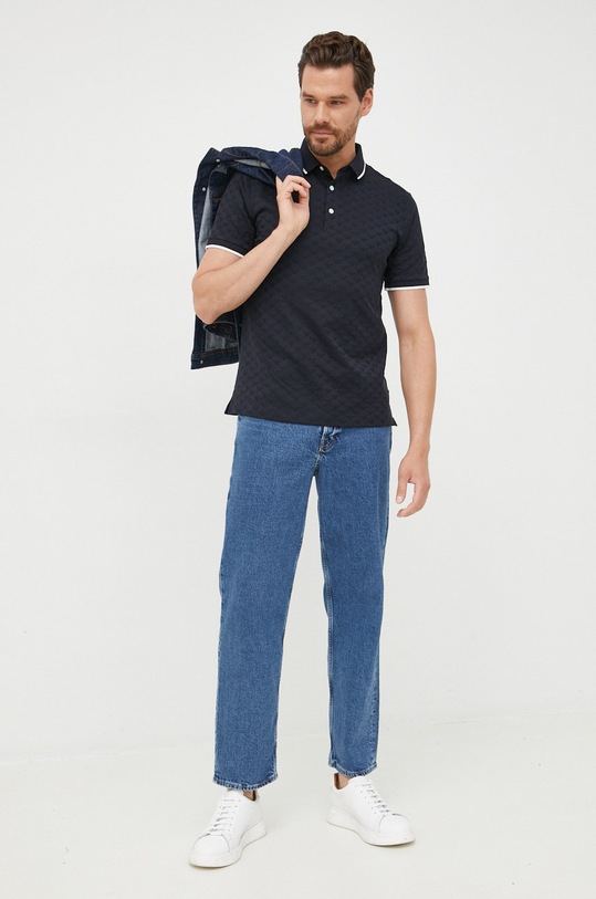 Emporio Armani polo bawełniane 8N1FP0.1JHWZ.NOS granatowy AA00