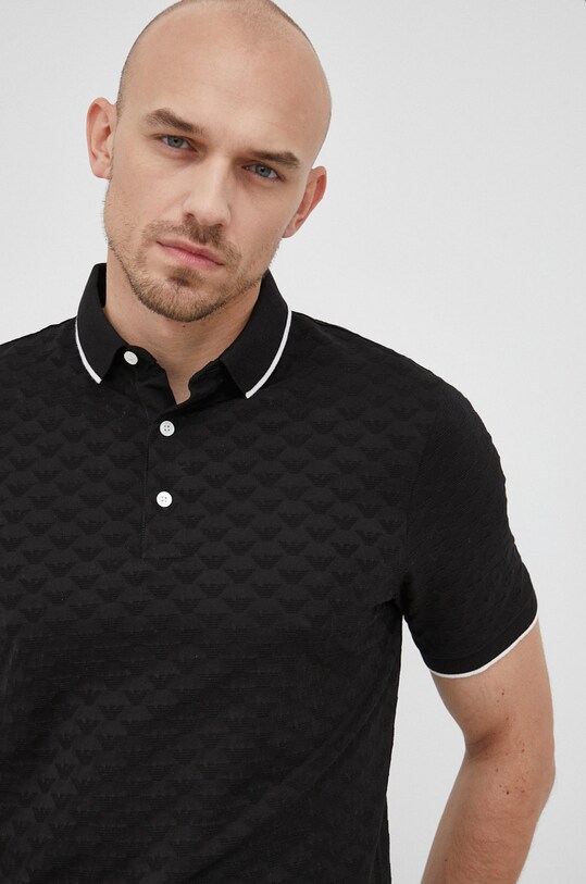 Bavlnené polo tričko Emporio Armani čierna 8N1FP0.1JHWZ.NOS
