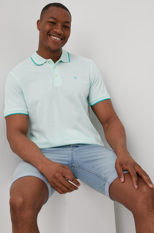 Premium by Jack&Jones polo regular turkusowy 12169064.Bay