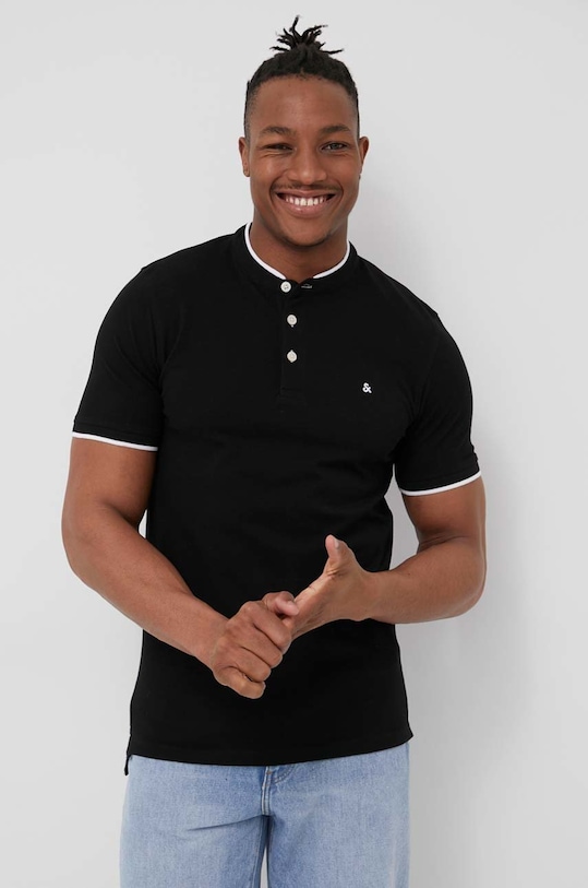 Bavlnené polo tričko Jack & Jones čierna 12199711.Black