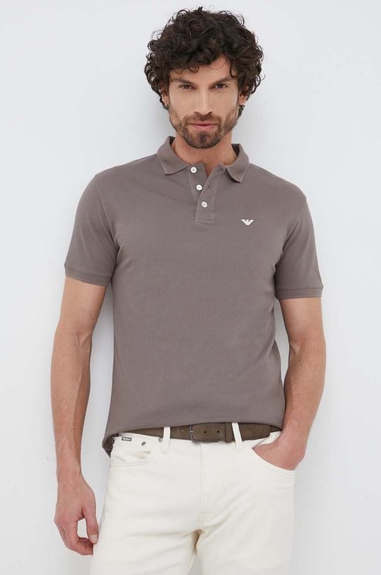 Emporio Armani polo bawełniane bawełna brązowy 8N1FQ2.1JTKZ.NOS