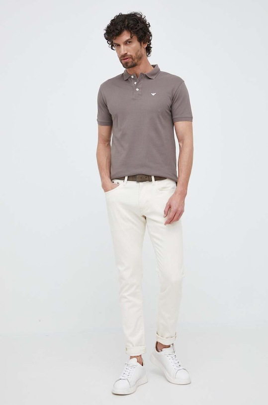 Emporio Armani polo bawełniane 8N1FQ2.1JTKZ.NOS brązowy AA00