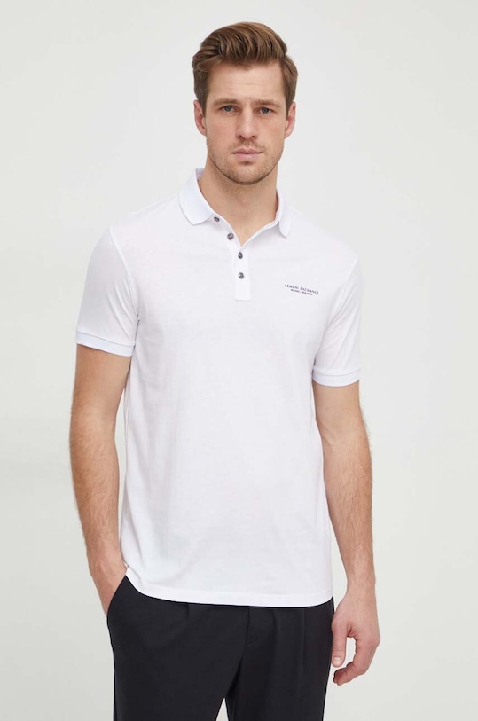 Bavlněné polo tričko Armani Exchange hladký bílá 8NZF80.Z8H4Z.NOS