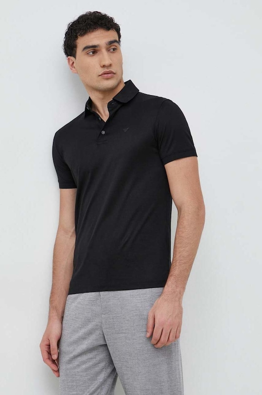 Polo tričko Emporio Armani jednofarebný čierna 8N1F98.1JUVZ.NOS