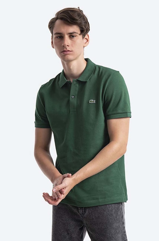 Bavlněné polo tričko Lacoste PH4012 132 slim zelená PH4012.132