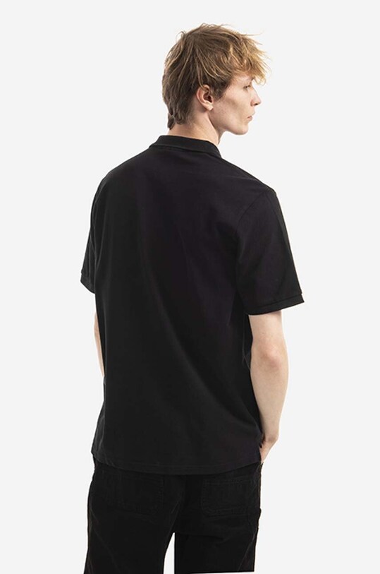 Odzież Carhartt WIP polo bawełniane Chase Pique I023807.BLACK.GOLD czarny
