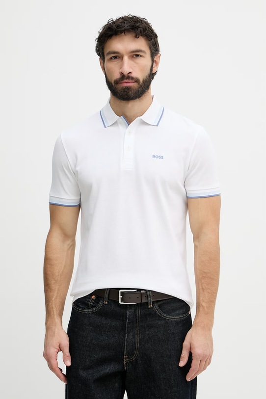 BOSS Green поло чоловіче бавовняне Paddy білий 50469055