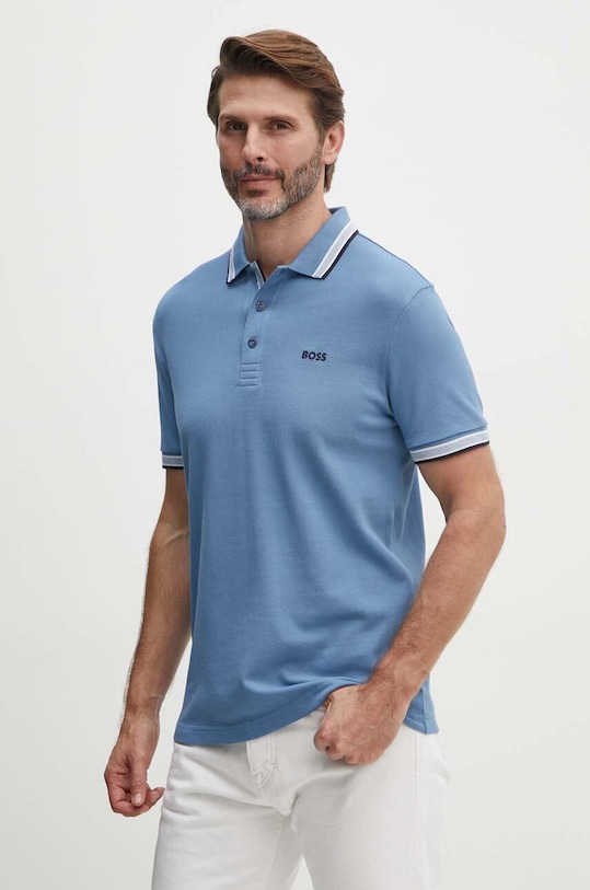 BOSS Green polo bawełniane bawełna niebieski 50469055