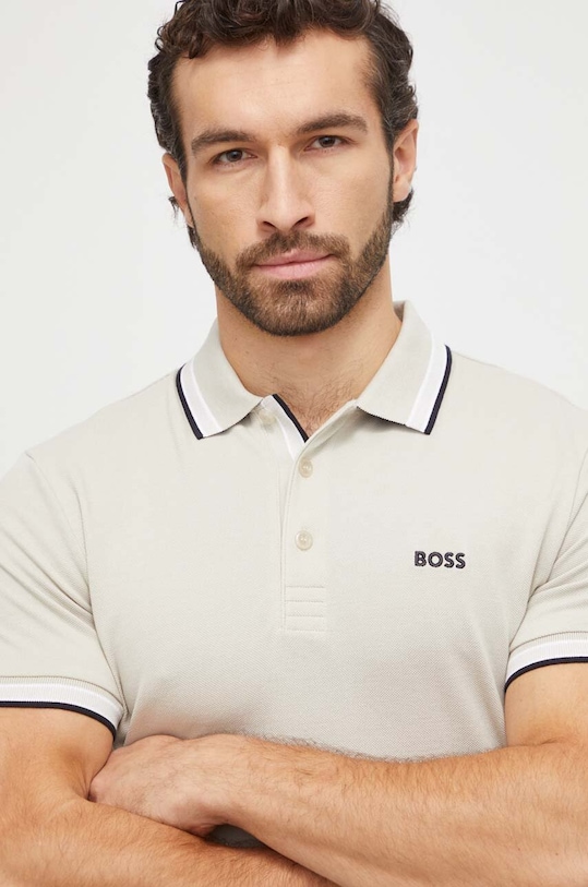 Odzież BOSS Green polo bawełniane 50469055 beżowy