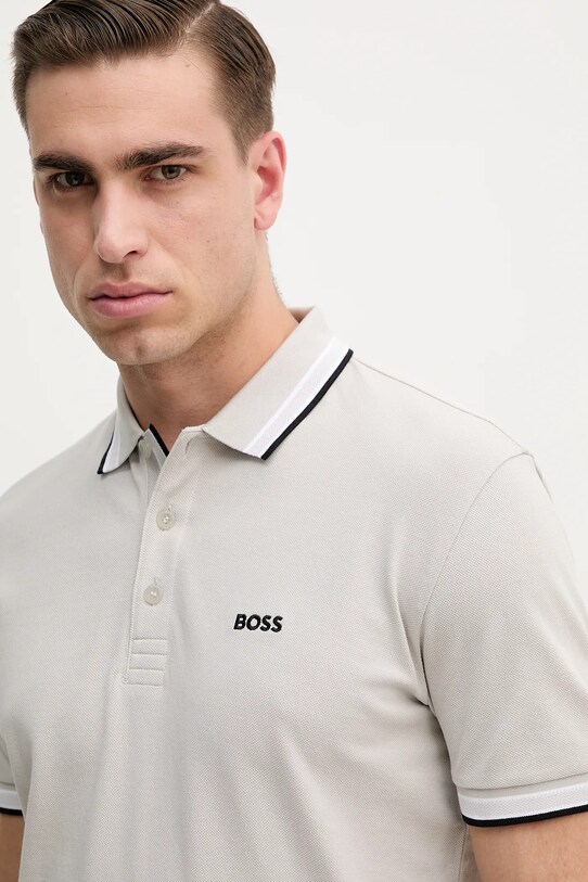 Oblečenie Bavlnené polo tričko BOSS Green 50469055 sivá