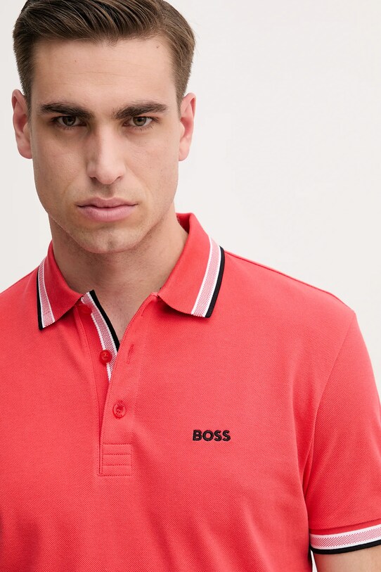 Одежда Хлопковое поло BOSS Green 50469055 красный