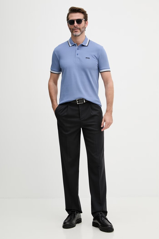 BOSS Green поло чоловіче бавовняне Paddy 50469055 блакитний AA00