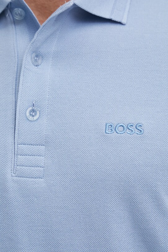 Βαμβακερό μπλουζάκι πόλο BOSS Green 50469055 μπλε