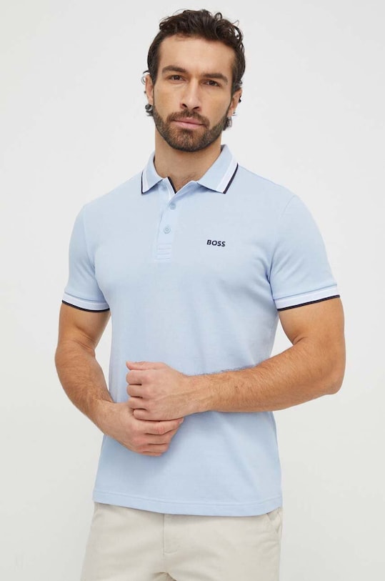 BOSS Green polo bawełniane bawełna niebieski 50469055
