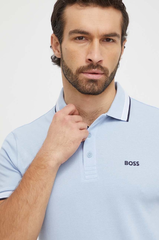 Odzież BOSS Green polo bawełniane 50469055 niebieski