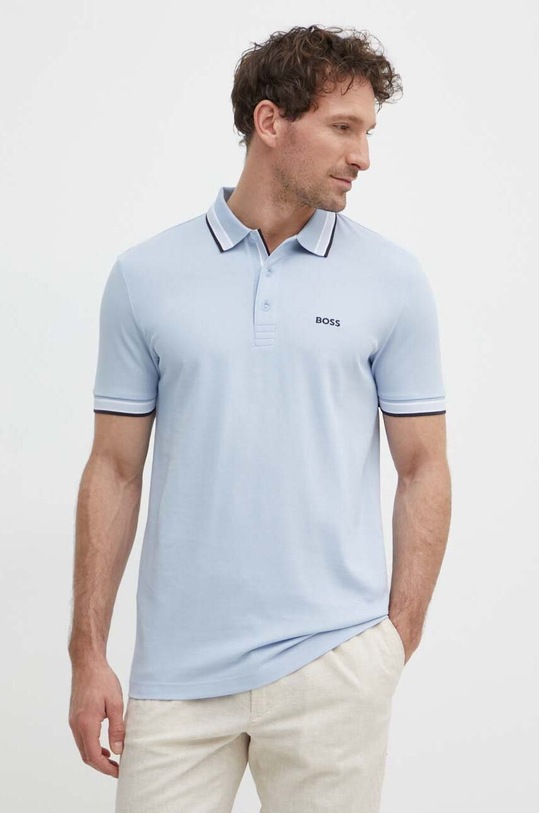 BOSS Green polo bawełniane bawełna niebieski 50469055
