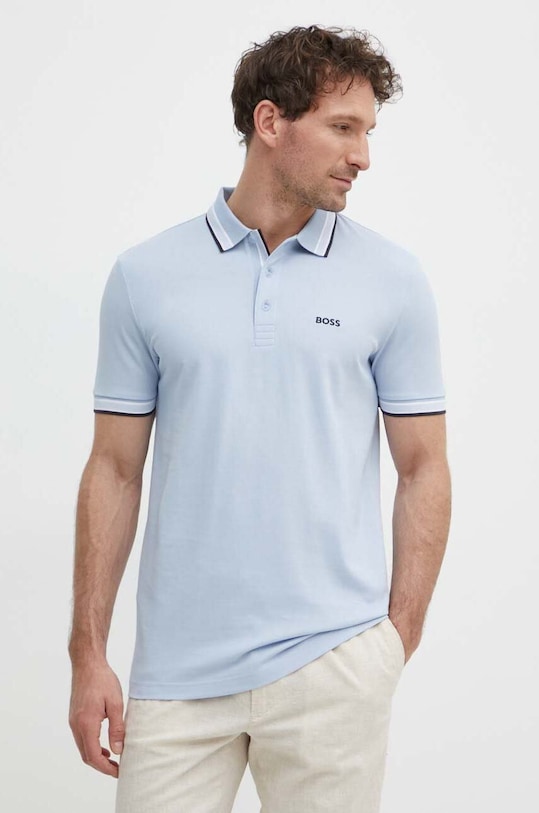 BOSS Green polo bawełniane Paddy bawełna niebieski 50469055