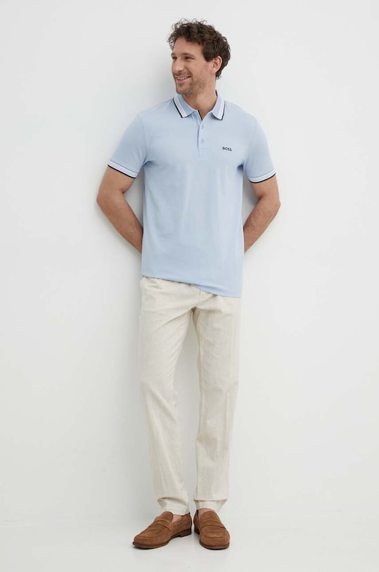 BOSS Green polo bawełniane Paddy 50469055 niebieski AA00