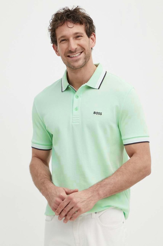BOSS Green polo bawełniane zielony 50469055