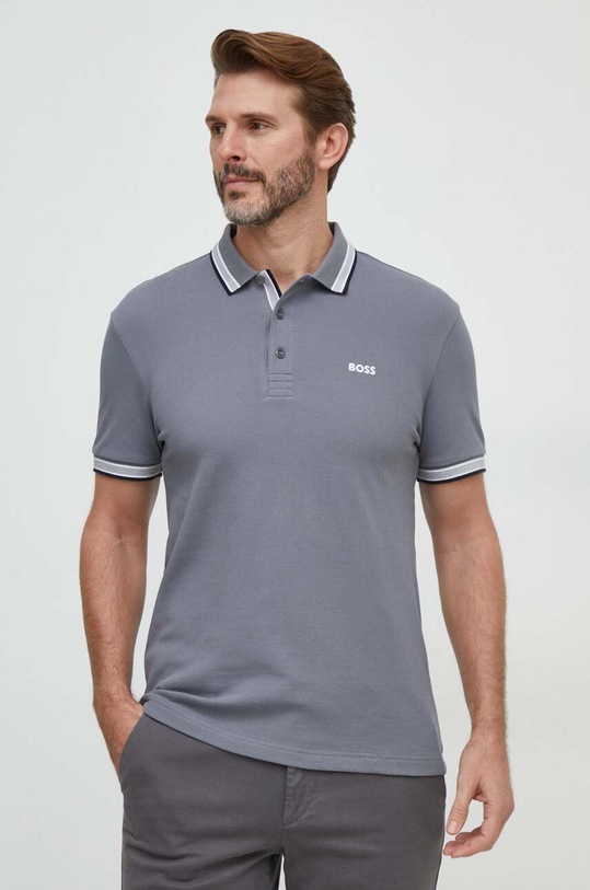 BOSS Green polo bawełniane bawełna szary 50469055