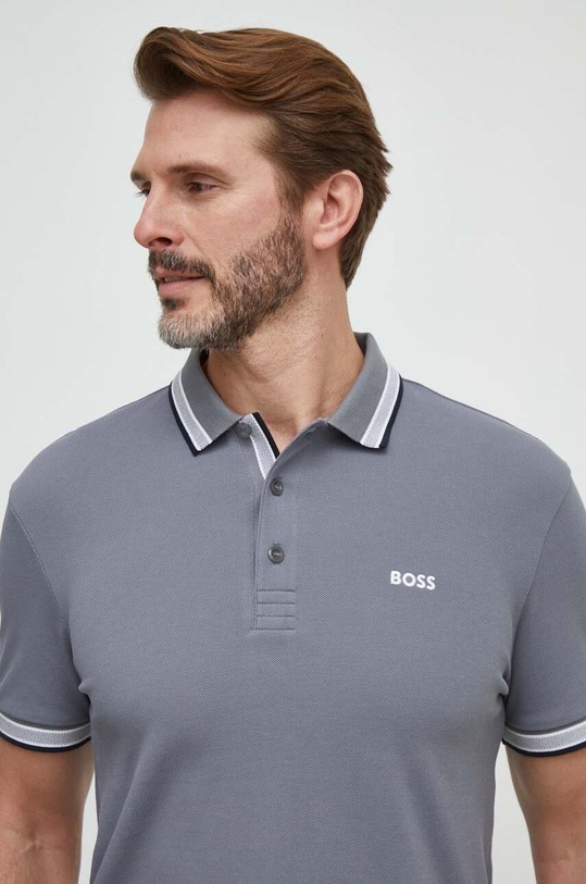 Odzież BOSS Green polo bawełniane 50469055 szary