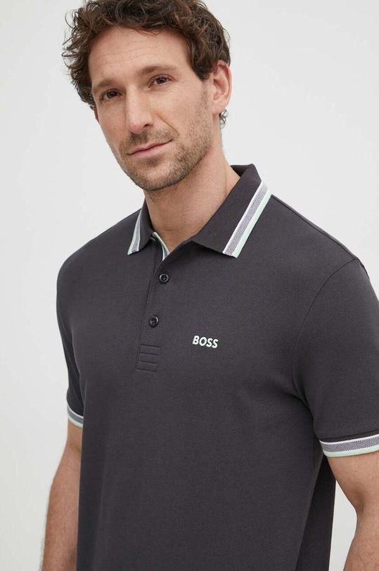 BOSS Green polo bawełniane bawełna szary 50469055