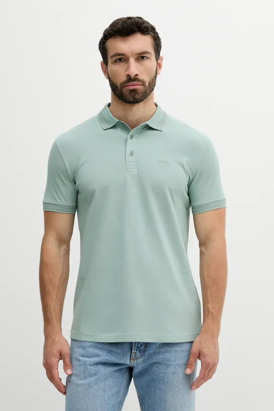BOSS Green polo de bumbac regular verde 50469055