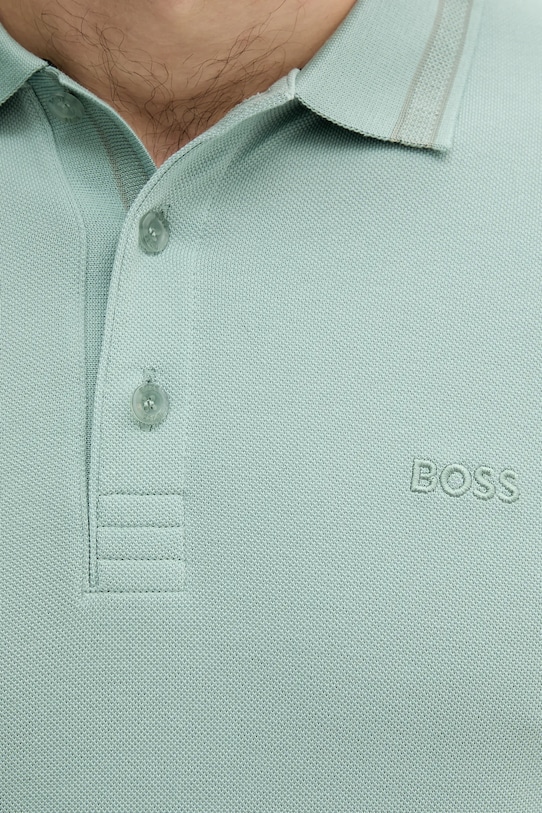 Хлопковое поло BOSS Green зелёный 50469055