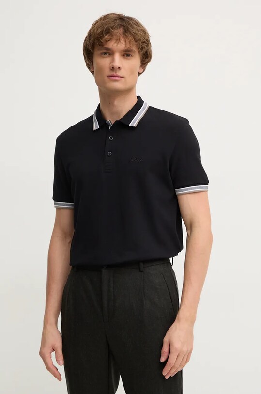 BOSS Green polo bawełniane bawełna czarny 50469055