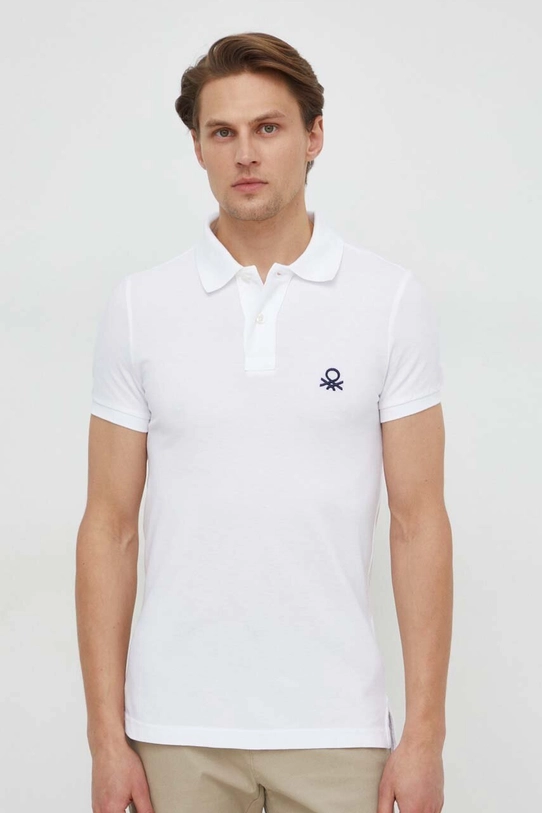 United Colors of Benetton polo de bumbac regular alb 3089J3178