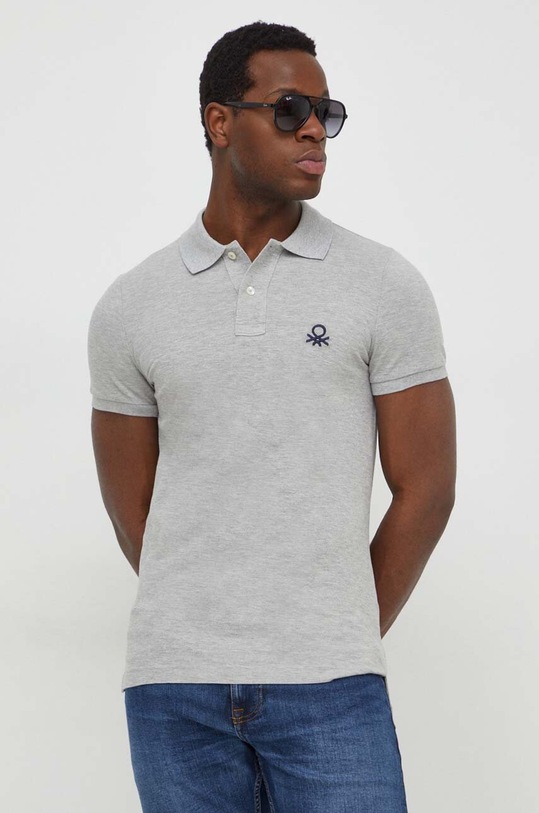 United Colors of Benetton polo bawełniane regular szary 3089J3178