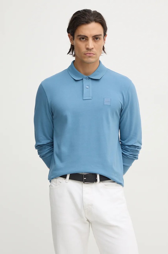 BOSS Orange longsleeve z elastanem niebieski 50507704