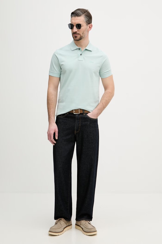 BOSS Orange polo męskie bawełniane Prime 50507813 turkusowy AA00