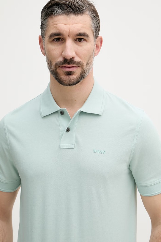 BOSS Orange polo męskie bawełniane Prime turkusowy 50507813