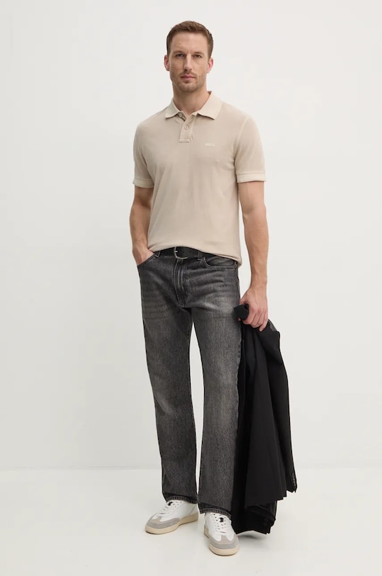 BOSS Orange polo bawełniane 50507813 beżowy AA00