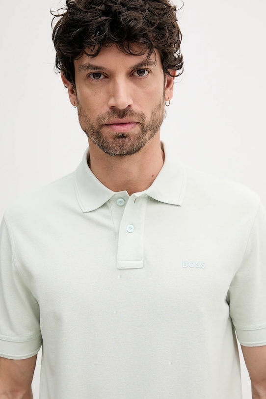 Oblečení Bavlněné polo tričko BOSS Orange 50507813 tyrkysová