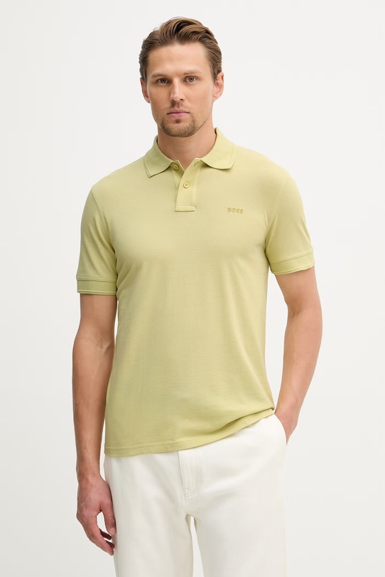 BOSS Orange polo męskie bawełniane Prime zielony 50507813