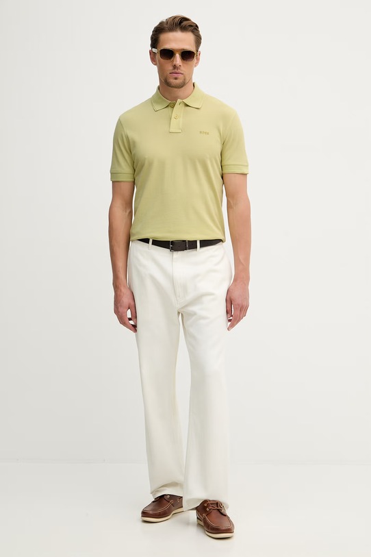 BOSS Orange polo męskie bawełniane Prime 50507813 zielony AA00