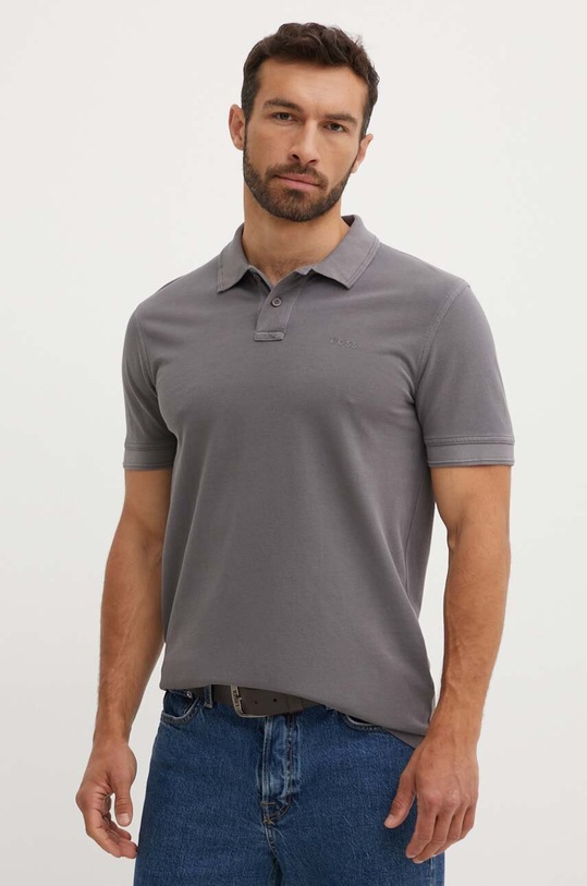 BOSS Orange polo pentru bărbați din bumbac Prime regular gri 50507813