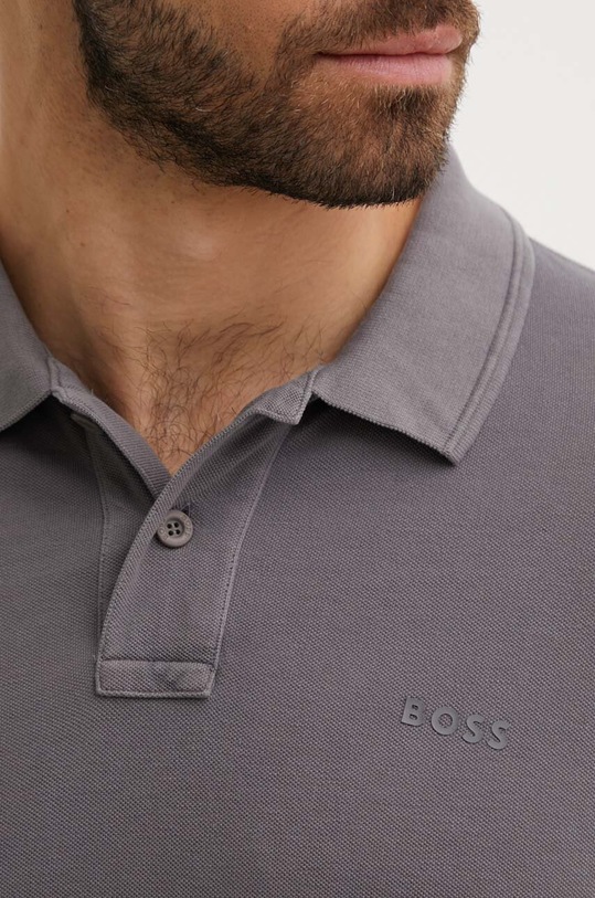 BOSS Orange polo pentru bărbați din bumbac Prime gri 50507813
