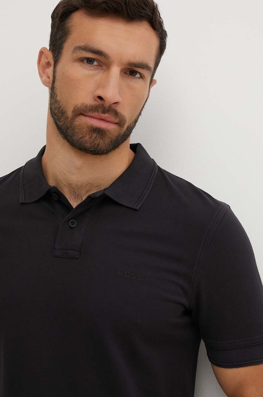 Odzież BOSS Orange polo bawełniane 50507813 czarny
